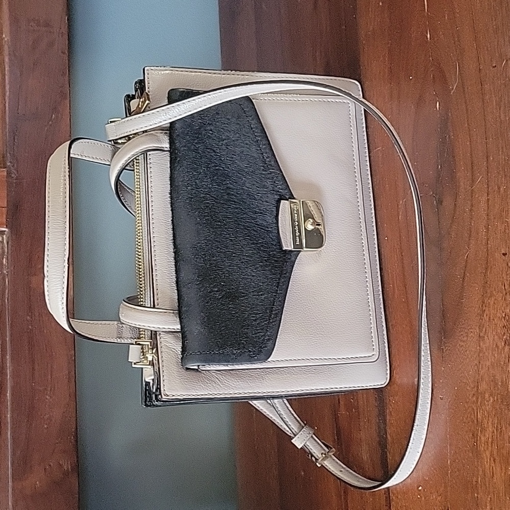 Kate Spade Neutral Colorblock Ponyhair Top Handle Crossbody Bag